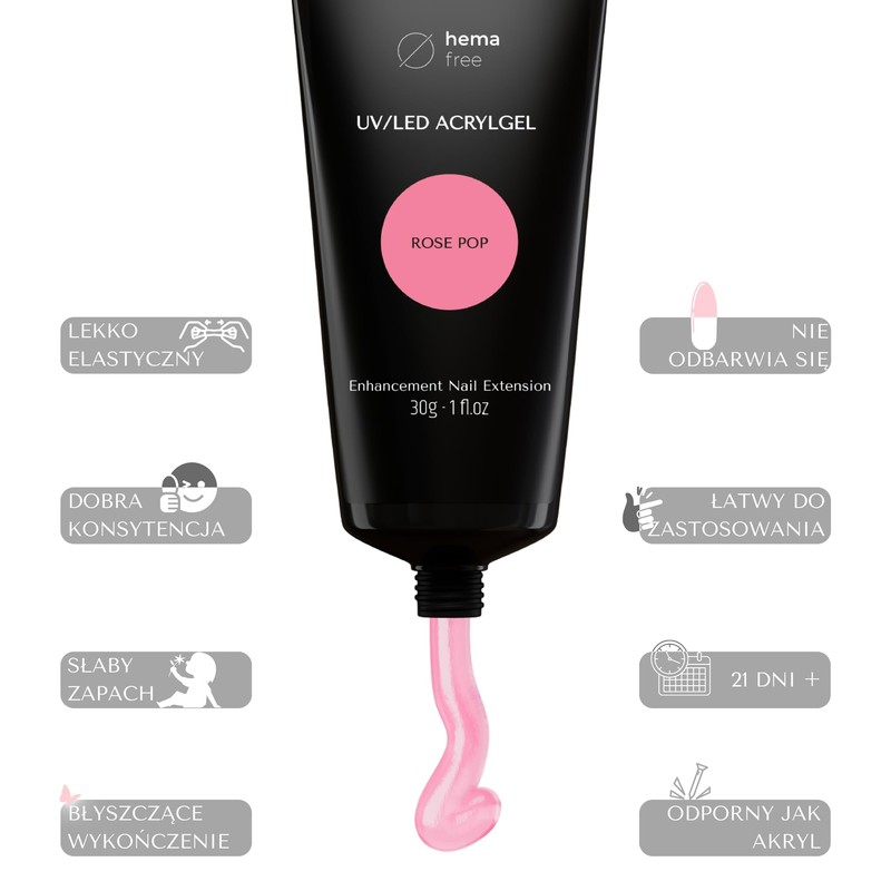 INLAQ® Acrylic Gel for Nail Extension Rose Pop 30 ml