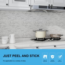 V-MOZZA Peel and Stick Stone Tile, 5-Sheet Peel and Stick Stone Mosaic Backsplash 11.5" x 10.7" 3D Marble Look Backsplash Tiles for Kitchen Fireplace (Mixed Gray)