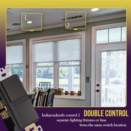 ENERLITES Double Paddle Rocker Decorator Switch, Ground Terminal, Clamp-Type Back Insert Wiring, Copper Wires Only, Single Pole, Residential/Commercial Grade, 15A 120-277VAC, 62834-DB, Dark Bronze