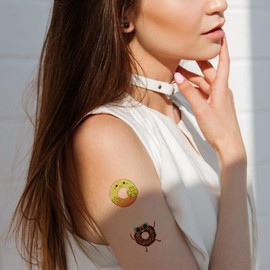12 Sheet Donut Temporary Tattoos for Kids – 72 Cute Designs | Waterproof Birthday Party Supplies for Donut Theme, Ice Cream Parties & Sweet Sassy Decorations