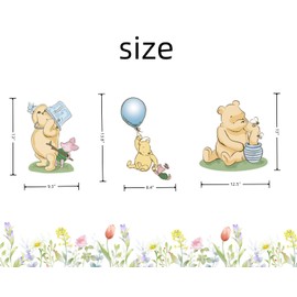 Blue Pooh Baby Shower Cutouts Decor 3 PCS Cute Winnie Cutout Prop for Boys First Birthday Deocration Welcome Baby Supplies Stand Up Prop Centerpiece
