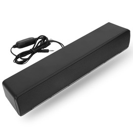 PC Soundbar, Portable USB Wired Stereo Speaker 3.5mm Input Music Player Lossless Bass Surround Sound Box for Desktop Laptop,TV, MP3, MP4, Computer Speaker(Black)