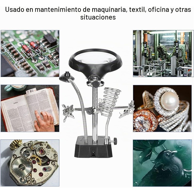 Hztyyier Lupa LED de Escritorio con Luz y Soporte de