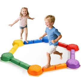 HappyField Balance Beam for Kids 18Pcs Non-Slip Stepping Stones Obstacle Course for Toddlers 3 Years + Indoor Outdoor Balance Board Kids Sensory Montessori Interactive Toys (Green)