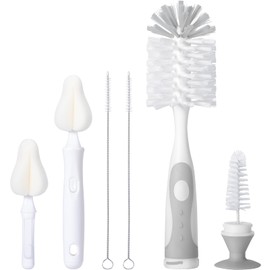 CAREBABYMORE Baby Bottle Brush Set with Nipple Cleaner and Suction, 10.2" Cleaning Brush and 6.5" Sponge Bottle Brush with A Replacement Brush Head an