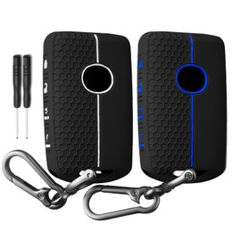 QBUC 2PCS for Mazda Cx-5 Silicone Rubber Key Fob Cover, Key Fob Case with Keychain for 2019-2024 for Mazda 3 6 Cx-5 Cx-50 Cx-30 Cx-9 Smart Remote Case Keyless Protector 4 Buttons Car Accessories