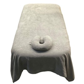 Ranmeng Beauty Bedsheet Professional Massage Linens Soft Spa Sheet Salon Table Cover with Hole and Face Pillow (Gray)