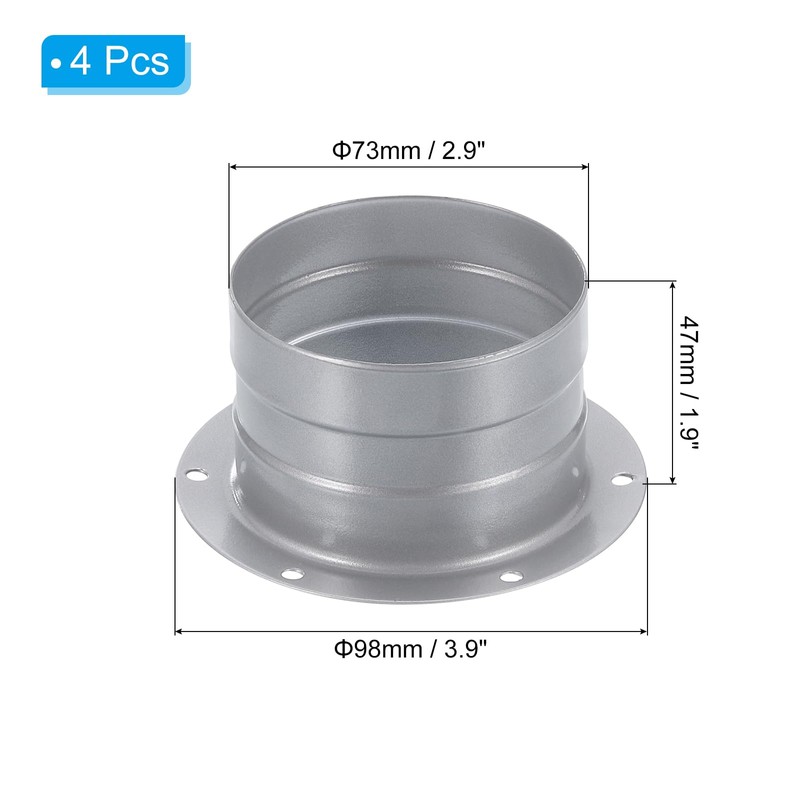 PATIKIL 3 Inch Duct Connector Flange, 4Pcs Metal Straight Pipe