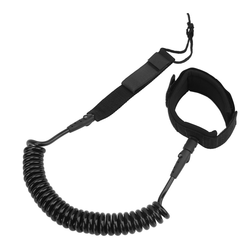 Surfboard Leash High Elasticity TPU Black Adjustable Coiled Surfing Leg