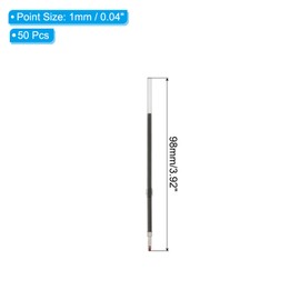 PATIKIL 50 Pack Retractable Ballpoint Pen Refills, 1.0 mm Black Ink Medium Point Refill for Gel Liquid Gel Pen