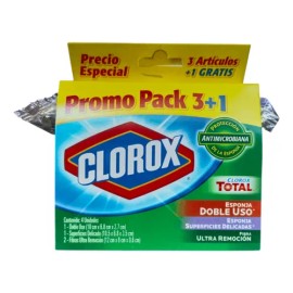 Clorox Pack 2 Esponjas Doble Uso + 2 Fibras Ultra Remoción.