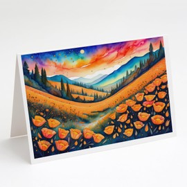 California Poppies in Color Greeting Cards and Envelopes Pack of 8