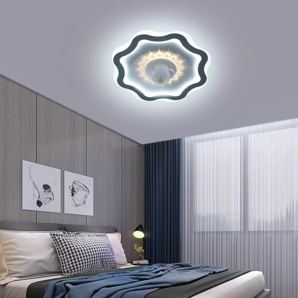 LED Fan Ceiling Light Ceiling Fan Lamp w/ ‎Remote Control+5