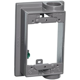 1-Gang Weatherproof Extension Adapter, Swing Arm, Two 3/4 in. Threaded Outlets, Gray