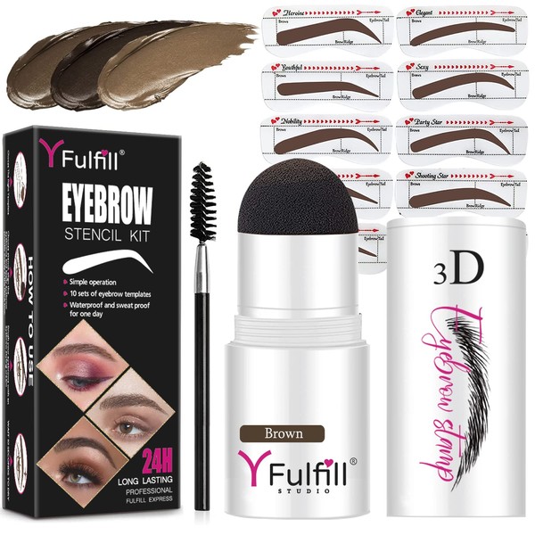 YFulfill Eyebrow Stamp and Eyebrow Stencil Kit for Perfect Eyebrow