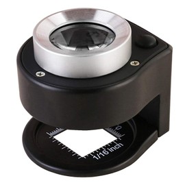 Amoper 30X Loupe Magnifier with 6 Light, Desktop Portable Metal Magnifier Folding Scale Sewing Magnifying Glass for Textile Optical Jewelry Tool Coins Currency (Black)