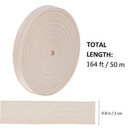 IWOWHERO Cotton Webbing Ribbon Plain Weave Fabric Tape for Sewing Durable Straps for Bags and Crafts Soft Natural Cotton Tape Binding for Clothing Projects