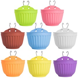 8 Pcs Colorful Resin Wall Hanging Planter Pot Vertical Garden Living Wall Mount Window Hang Indoor Outdoor Plant Flower Basket for Kitchen Herb Balcony Railing Shelf Fence Bedroom Trellis Modern