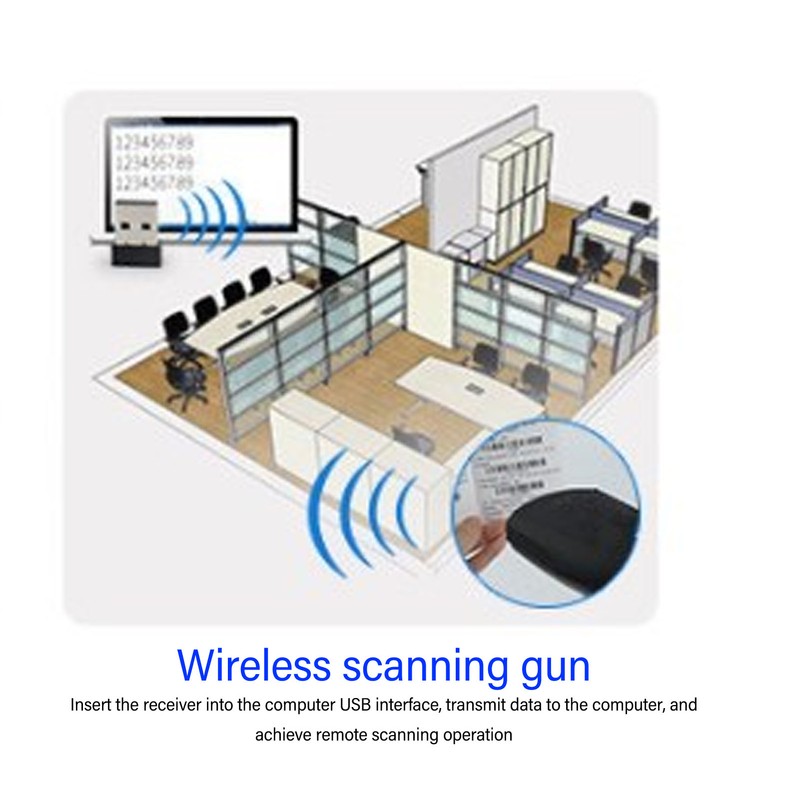 Wireless Barcode Scanner 2.4G USB 1D 2D Handheld Drive Free