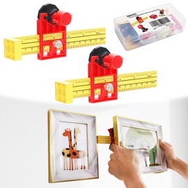 Picture Hanging Mark Hole Measures Tool - Wall Art Pictures Frames Marking Device with Level Used for Mark Nail Hole Frames etc Location Tools Kit (Red-Drilling pin)