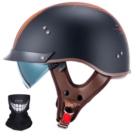 VCOROS Half Helmet Motorcycle DOT Approved Open Face Helmet F-07 with Sun Visor and Quick Release Buckle for Adults Men and Women (F07A Angel, Small)