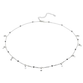 R.Universe Sterling Silver Tiny Disc CHOKER Necklace, 925 Minimalist Dainty Geometric Birthday Best Friend Gift For Her Mum Prom Elegant Everyday Jewellery