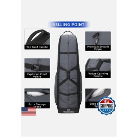 TurnWay Foldable Padded Golf Travel Bag w/Wheels Heavy Duty 900D Polyester Case