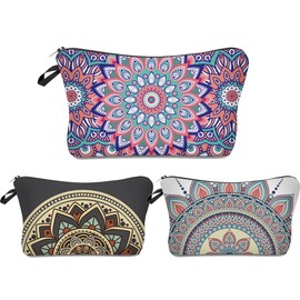 Deanfun Roomy Cosmetic Bag,3 piece Set Waterproof Travel Toiletry Pouch Makeup with Zipper (Mandala 1)