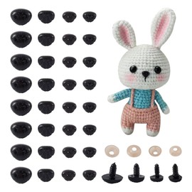 Cheriswelry 100sets Black Plastic Safety Noses Crafts with Washers for DIY Doll Making