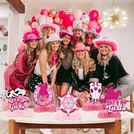 Disco Cowgirl Centerpiece for Tables - 9PCS Disco Cowgirl Party Decorations Let's Go Girls Bachelorette Party Decorations Cowgirl Centerpieces for Table Western Rodeo Party Supplies