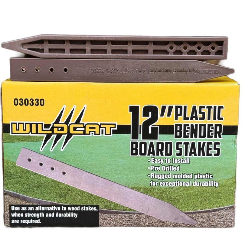 12" Plastic Bender Board Stakes Teak Color Heavy Duty Landscaping