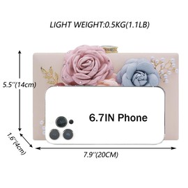 Milisente Women Clutch Bag Flower Evening Bag Handbag Wedding Clutch Purse (Pink-1)