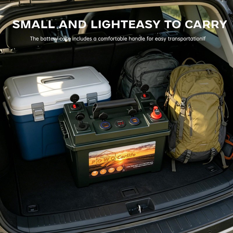 12V Battery Box for 30Ah/20Ah/10Ah LiFePO4, Waterproof 12V Marine Case