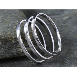 NicoWerk SRI639 Women's Silver Ring Simple 925 Sterling Silver Wide Band Ring Multi-Row Smooth Openwork Adjustable Open, Sterling Silver