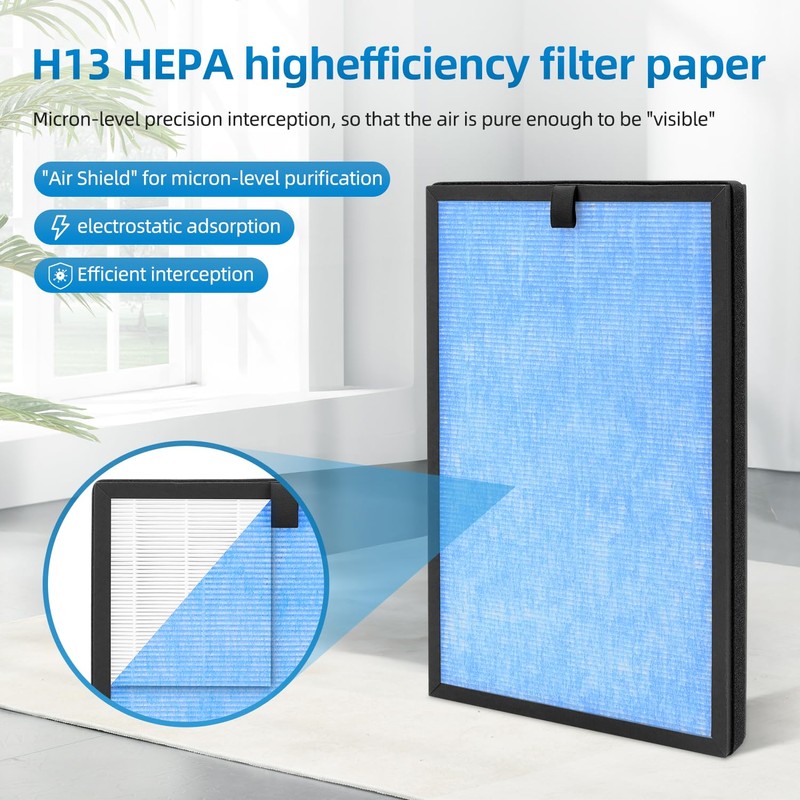 HP8 Replacement Filter Compatible With SimPure HP8 Air Purifier, Models: