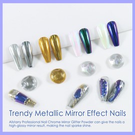 Allstarry Chrome Nail Powder Metallic Mirror Chrome Powder Pigment Color Changing Chameleon Unicorn Nail Art Glitter White Pearl Glitter Dust for Gel Nail Manicure DIY at Home Salon Women Gifts