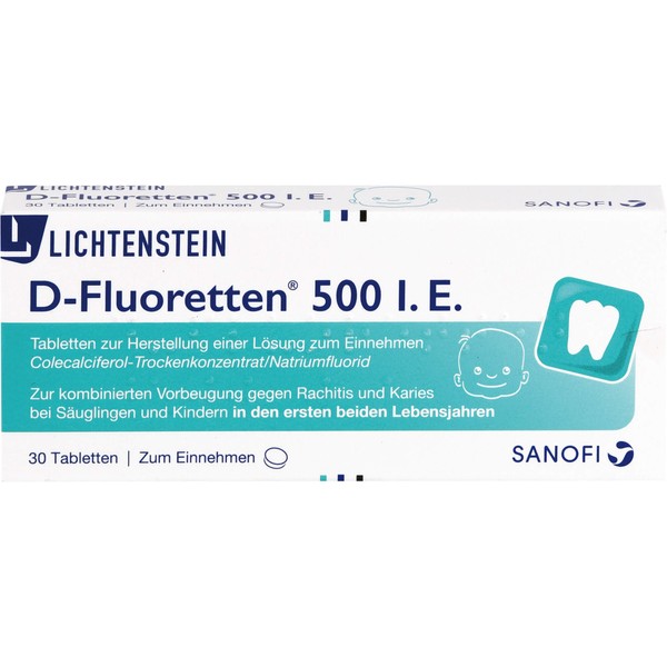 Zentiva D-Fluoretten 500 I.E. Tabletten zur kombinierten Vorbeugung von Rachitis und Karies, 30 St. Tabletten
