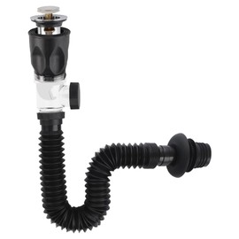 Siphon Sink Drain Pipe with Odour-Proof Drain, Flexible Hose and Pop-Up Filter for Bathroom, Kitchen Sink, Odour-Proof and Leak-Proof, Chrome, Anti-Clogging