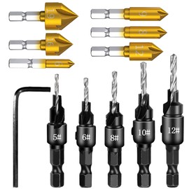LINXINS 11Pieces Countersink Drill Bit Set,6Pcs Countersink Bit for Metal 5Pcs Counter Sink Drill Bits for Wood High Speed Steel Counter Sinker Drill Bits for Woodworking, Wood Drilling