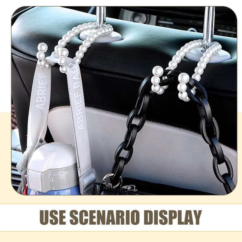 Arwrilt 2 PCS Car Pearl Seat Headrest Hook, Car Hangers