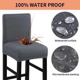 Fuloon Waterproof Bar Stool Covers, High Elastic Fit Removable Washable Bar Chair Covers with Back
