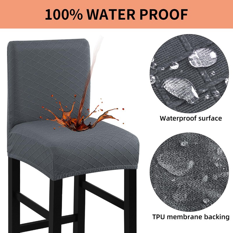 Fuloon Waterproof Bar Stool Covers, High Elastic Fit Removable Washable