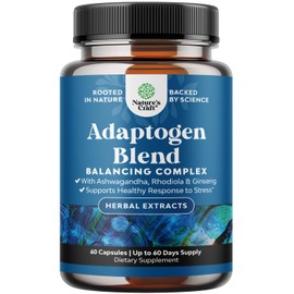 Herbal Adaptogen Mood Support Supplement - Calming Adaptogens Supplement for Stress & Cortisol Management with Ashwagandha Rhodiola Rosea & Maca Root - Vegan Non GMO & Daytime Friendly - 60ct