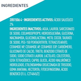 CeraVe Limpiador Control Imperfecciones 16oz para piel con tendencia al acné,con Ácido Salicílico, Niacinamida y Arcilla Purificante.                 