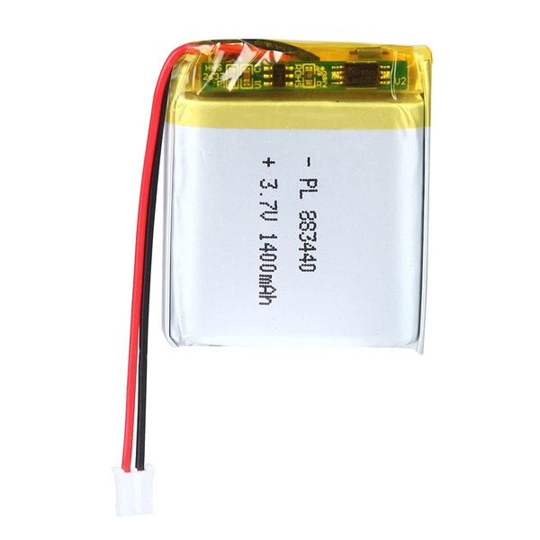 AKZYTUE 3.7V 1400mAh 883440 Lipo Battery Rechargeable Lithium Polymer ion Battery Pack with PH2.0mm JST Connector