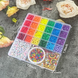 Pride Rainbow Clay Beads Bracelets Making Kit, Love is Love Beads Art DIY Craft Kit, Rainbow Color Jewelry Making Kit Party Supplies, Set of 1 Box