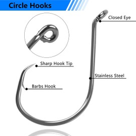 Octopus Circle Fishing Hooks Set - 160pcs 2X Strong Offset Bass Fish Hooks High Carbon Steel Trout Hooks for Saltwater Freshwater Fishing