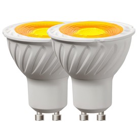 LIDESENMO 2-Pack LED Landscape Light 5W GU10 Red Green Blue Orange LED Spotlight Bulbs MR16 Coloured Spot Light Bulb for Wall Washer, Landscape Lighting, Decorative Lighting, Mood Lighting (Orange)