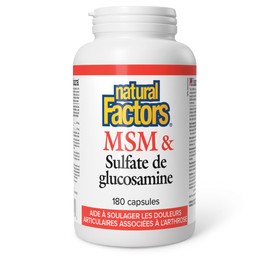 Natural Factors MSM & Glucosamine Sulfate, Optimal Ratio of 500 mg to 375mg, 180 capsules, Helps Relieve Joint Pain Associated with Osteoarthritis