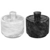 HESHIBI Marble Salt Cellar with Lid, White and Black Stone